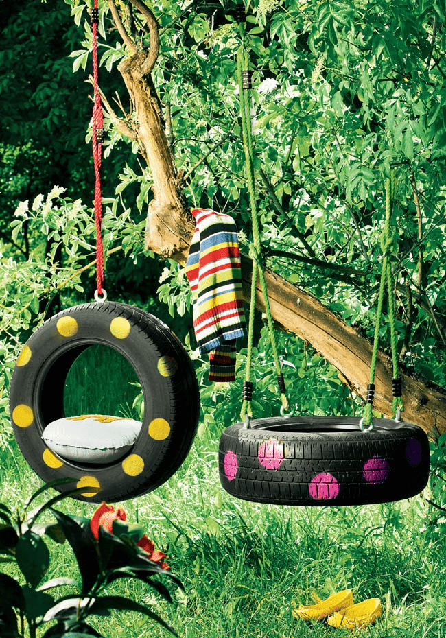 Ak chcete urobiť hojdačku na letnej chate zo starých automobilových pneumatík, budete potrebovať farbu, silné lano a špeciálnu kotvu so slučkou