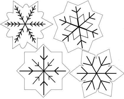 Οι νιφάδες χιονιού μπορούν να έχουν απολύτως οποιοδήποτε σχήμα. Μπορείτε να χρησιμοποιήσετε μοτίβα και μοτίβα συνηθισμένων νιφάδων χιονιού από χαρτί, να τα μεταφέρετε σε τσόχα και να κόψετε προσεκτικά με ψαλίδι.