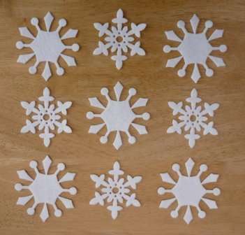 Για να γίνει η νιφάδα χιονιού όμορφη, θα πρέπει να θυμάστε τα βασικά της γεωμετρίας ή του σχεδίου. Πάρτε μια πυξίδα και σχεδιάστε δύο κύκλους στην ερυθρόλευκη τσόχα. Μπορείτε να επιλέξετε οποιοδήποτε συνδυασμό χρωμάτων για τις νιφάδες χιονιού σας, για παράδειγμα, συνδυασμούς μπλε και λευκού, ροζ και λευκού ή χρυσού.