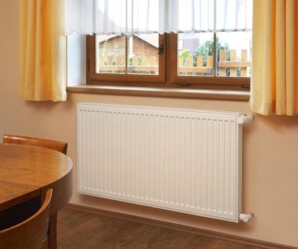 Installationssted for varmebatteriet i huset og lejligheden Placering af radiatoren