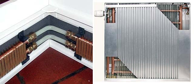 Kobber-aluminium og bundpladevarmeradiatorer Kobbervarme konvektorer