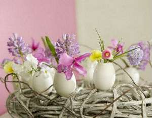 Æg kan laves til miniaturevaser. For at gøre dette, fjern forsigtigt indholdet af ægget, og vask det derefter