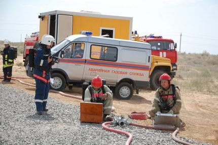 Gas servicemedarbejdere på arbejde