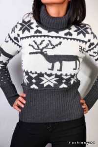 Πλέξιμο πουλόβερ με ελάφια σύμφωνα με το σχέδιο με συνοδεία φωτογραφιών και βίντεο