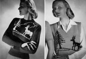 Strikning af en sweater med rådyr i henhold til ordningen med foto- og videoakkompagnement